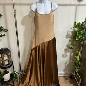 Elegant Asymmetrical Tan and Brown Dress